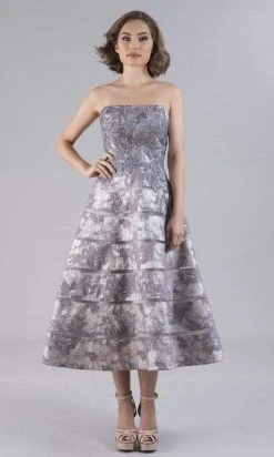 Feriani Couture - 20517 Tea Length Embroidered A-Line Dress