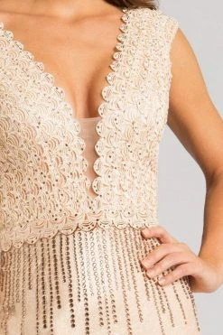 Feriani Couture - 26241 Accented Deep V-neck Mermaid Dress