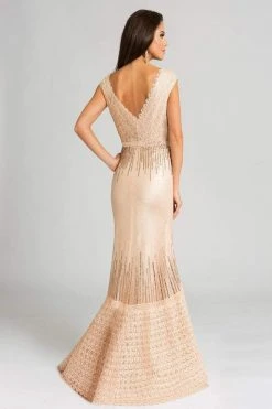 Feriani Couture - 26241 Accented Deep V-neck Mermaid Dress