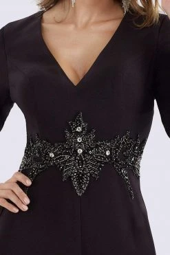 Feriani Couture - 26254 Long Sleeve V-Neck Beaded Jumpsuit 7 Feriani Couture - 26254 Long Sleeve V-Neck Beaded Jumpsuit