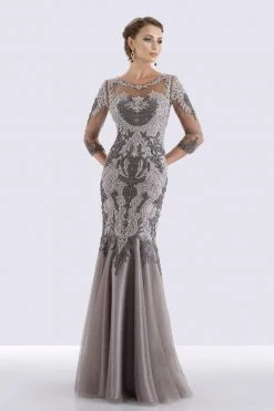 Feriani Couture - 26266 Quarter Length Sleeved Trumpet Gown
