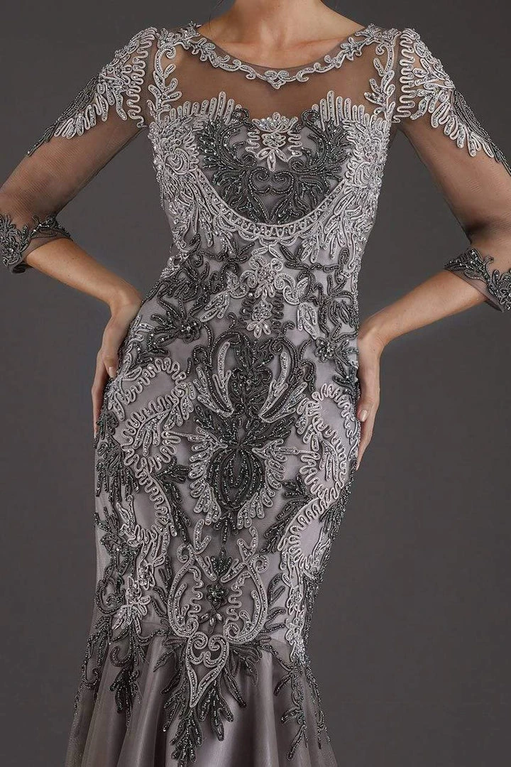 Feriani Couture - 26266 Quarter Length Sleeved Trumpet Gown 6 Feriani Couture - 26266 Quarter Length Sleeved Trumpet Gown