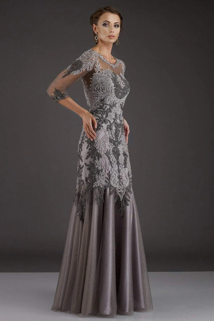 Feriani Couture - 26266 Quarter Length Sleeved Trumpet Gown 5 Feriani Couture - 26266 Quarter Length Sleeved Trumpet Gown
