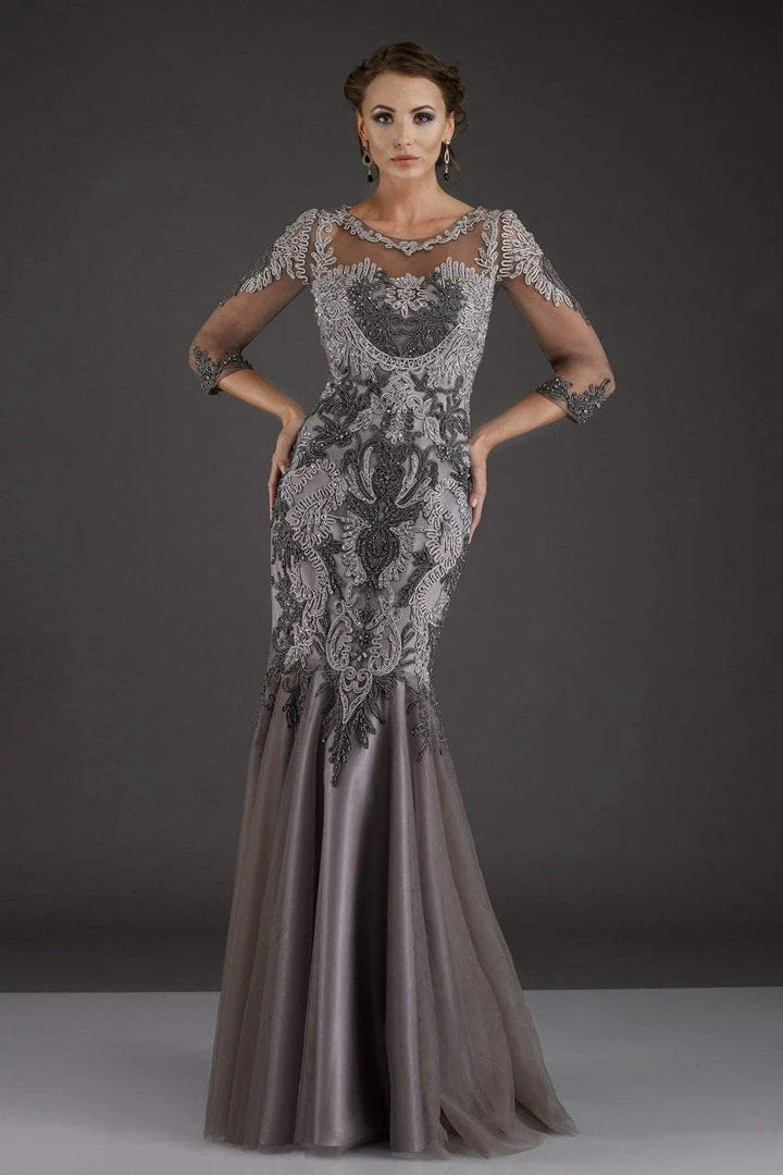 Feriani Couture - 26266 Quarter Length Sleeved Trumpet Gown 4 Feriani Couture - 26266 Quarter Length Sleeved Trumpet Gown