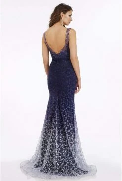 Feriani Couture - 26279 Embellished Deep V-neck Trumpet Dress