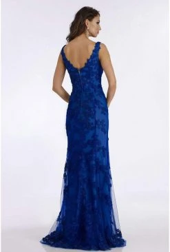 Feriani Couture - 26291 Embroidered Plunging V-neck Trumpet Dress