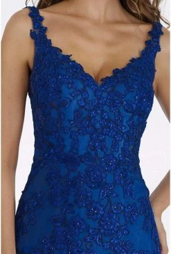 Feriani Couture - 26291 Embroidered Plunging V-neck Trumpet Dress