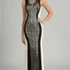 Feriani Couture Contrast Lace Overlaid Beaded Long Gown 26239 - 1 Pc Black/White In Size 12 Available