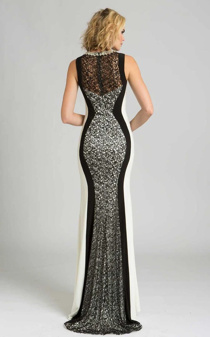 Feriani Couture Contrast Lace Overlaid Beaded Long Gown 26239 - 1 Pc Black/White In Size 12 Available 4 Feriani Couture Contrast Lace Overlaid Beaded Long Gown 26239 - 1 Pc Black/White In Size 12 Available