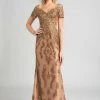Feriani Couture Embellished V-Neck A-Line Evening Dress 18569 - 1 Pc Champagne In Size 20 Available