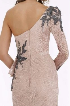 Feriani Couture - Long Sleeve Beaded Applique Asymmetrical Gown 18908 9 Feriani Couture - Long Sleeve Beaded Applique Asymmetrical Gown 18908