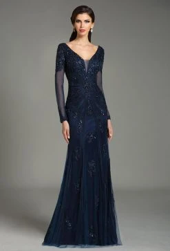 Feriani Couture Sequined Sheer Evening Gown 26217