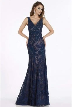 Gia Franco - 12007 Adorned Floral Lace Trumpet Gown