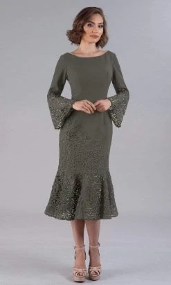 Gia Franco - 12054 Jewel Neck Mermaid Tea Length Dress