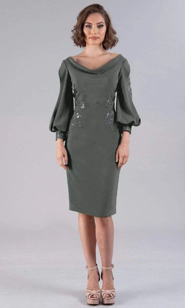 Gia Franco - 12055 Cowl Neck Sequined Midi Dress 6 Gia Franco - 12055 Cowl Neck Sequined Midi Dress