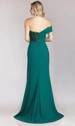Gia Franco 12216 - Pleated Off Shoulder Evening Gown