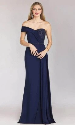 Gia Franco 12216 - Pleated Off Shoulder Evening Gown