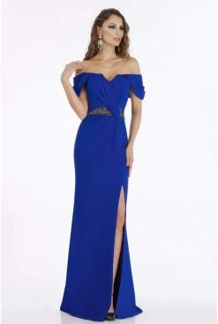Gia Franco - 12915 Pleated Off-Shoulder Gown With Slit