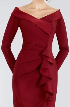 Gia Franco - 12957 Long Sleeve Ruffle Trimmed High Slit Gown 7 Gia Franco - 12957 Long Sleeve Ruffle Trimmed High Slit Gown