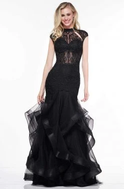 Colors Dress Glow By Colors - G842 High Neck Ruffled Trumpet Dress