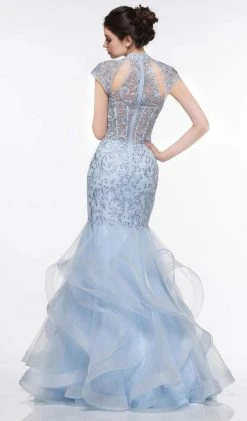 Colors Dress Glow By Colors - G842 High Neck Ruffled Trumpet Dress