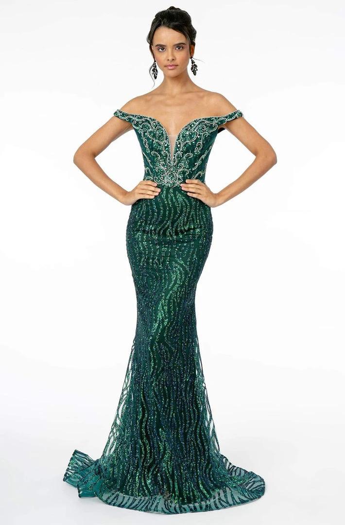 GLS By Gloria - GL1818 Plunging Off Shoulder Jeweled Mermaid Gown 6 GLS By Gloria - GL1818 Plunging Off Shoulder Jeweled Mermaid Gown