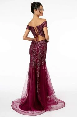 GLS By Gloria - GL1823 Glitter Mesh Cutout Back Mermaid Gown