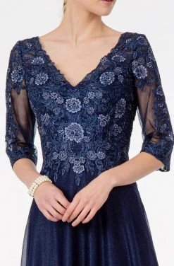 GLS By Gloria - GL1825 Quarter Sleeve Embroidered Illusion A-Line Dress 12 GLS By Gloria - GL1825 Quarter Sleeve Embroidered Illusion A-Line Dress
