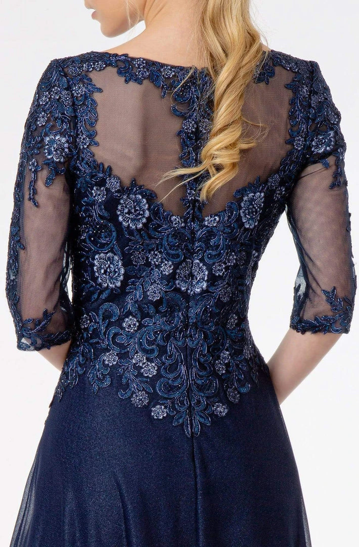 GLS By Gloria - GL1825 Quarter Sleeve Embroidered Illusion A-Line Dress 7 GLS By Gloria - GL1825 Quarter Sleeve Embroidered Illusion A-Line Dress