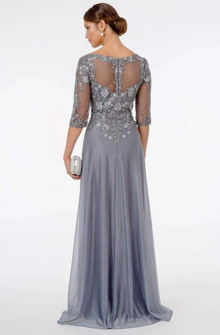 GLS By Gloria - GL1825 Quarter Sleeve Embroidered Illusion A-Line Dress 8 GLS By Gloria - GL1825 Quarter Sleeve Embroidered Illusion A-Line Dress