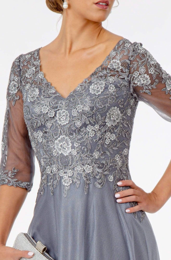 GLS By Gloria - GL1825 Quarter Sleeve Embroidered Illusion A-Line Dress 9 GLS By Gloria - GL1825 Quarter Sleeve Embroidered Illusion A-Line Dress