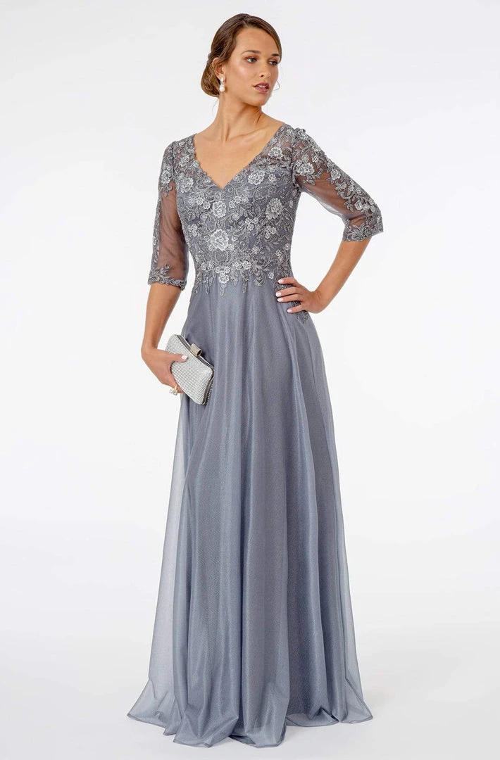 GLS By Gloria - GL1825 Quarter Sleeve Embroidered Illusion A-Line Dress 6 GLS By Gloria - GL1825 Quarter Sleeve Embroidered Illusion A-Line Dress