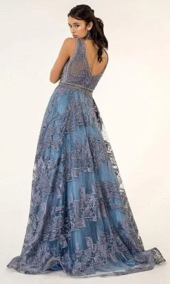 GLS By Gloria - GL1919 Beaded Metallic A-Line Dress