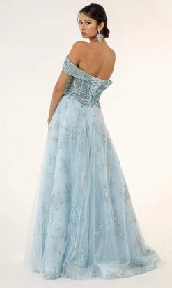 GLS By Gloria - GL1922 Off Shoulder Sweetheart Glitter Mesh Gown