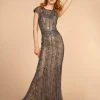 GLS By Gloria - GL2533 Jeweled Cap Sleeves Sheath Evening Gown