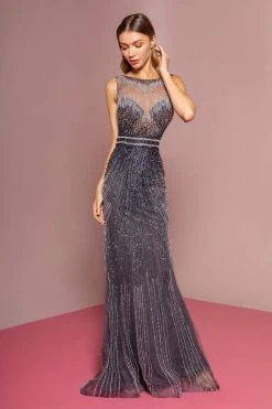 GLS By Gloria - GL2555 Bejeweled Illusion Jewel Mermaid Gown