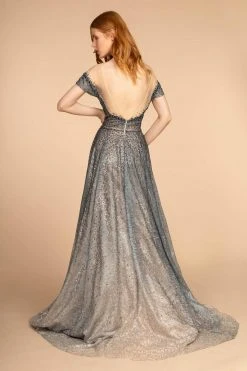 GLS By Gloria - GL2558 Two Tone Embellished Lace A-line Gown