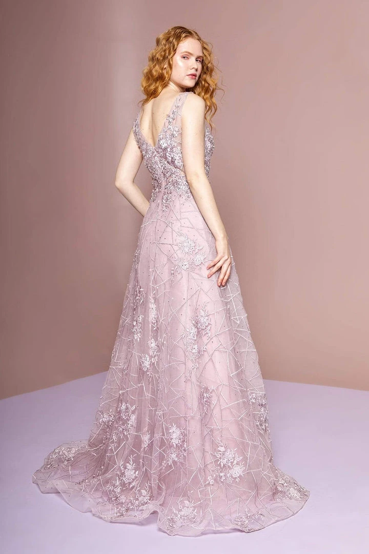 GLS By Gloria - GL2564 Floral Embroidered Illusion A-Line Gown 8 GLS By Gloria - GL2564 Floral Embroidered Illusion A-Line Gown