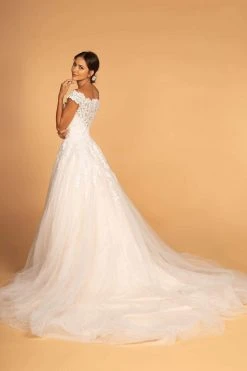 GLS By Gloria - GL2596 Scalloped Bateau Neck Lace Ballgown