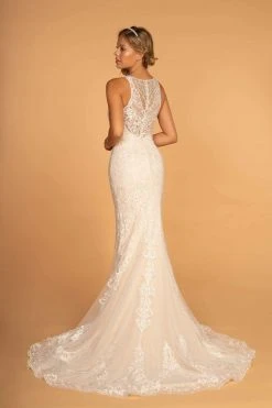 GLS By Gloria - GL2597 Embellished Lace Halter Trumpet Gown