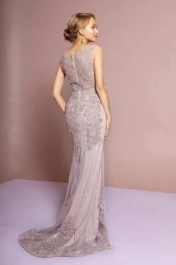 GLS By Gloria - GL2616 Cap Sleeve Appliqued Illusion Mermaid Gown