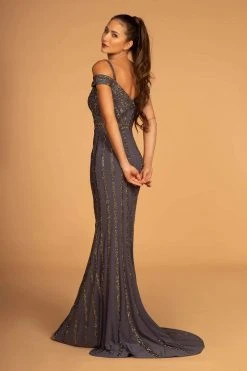 GLS By Gloria - GL2629 Embellished Deep Off-Shoulder Trumpet Dress