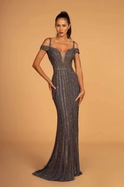 GLS By Gloria - GL2629 Embellished Deep Off-Shoulder Trumpet Dress