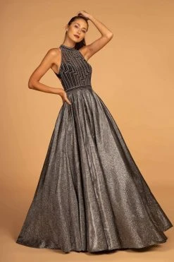 GLS By Gloria - GL2631 Glitter High Neck Evening Gown