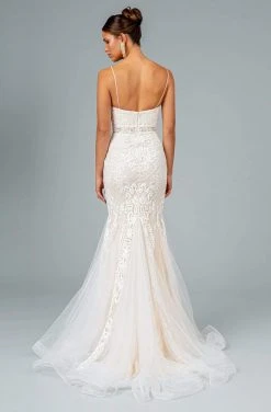 GLS By Gloria - GL2934 Embroidered V-Neck Mermaid Gown