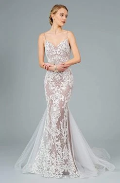 GLS By Gloria - GL2934 Embroidered V-Neck Mermaid Gown