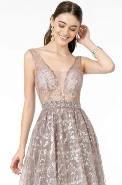 GLS By Gloria - GL2971 Embroidered Deep V-Neck A-Line Dress 8 GLS By Gloria - GL2971 Embroidered Deep V-Neck A-Line Dress