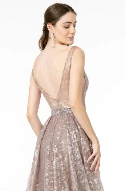 GLS By Gloria - GL2971 Embroidered Deep V-Neck A-Line Dress 9 GLS By Gloria - GL2971 Embroidered Deep V-Neck A-Line Dress