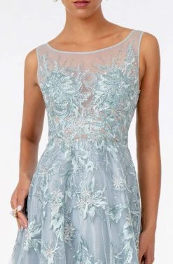 GLS By Gloria - GL2979 Embroidered Bateau A-Line Gown