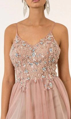 GLS By Gloria - GL2983 Embellished V Neck Mesh A-line Dress 16 GLS By Gloria - GL2983 Embellished V Neck Mesh A-line Dress